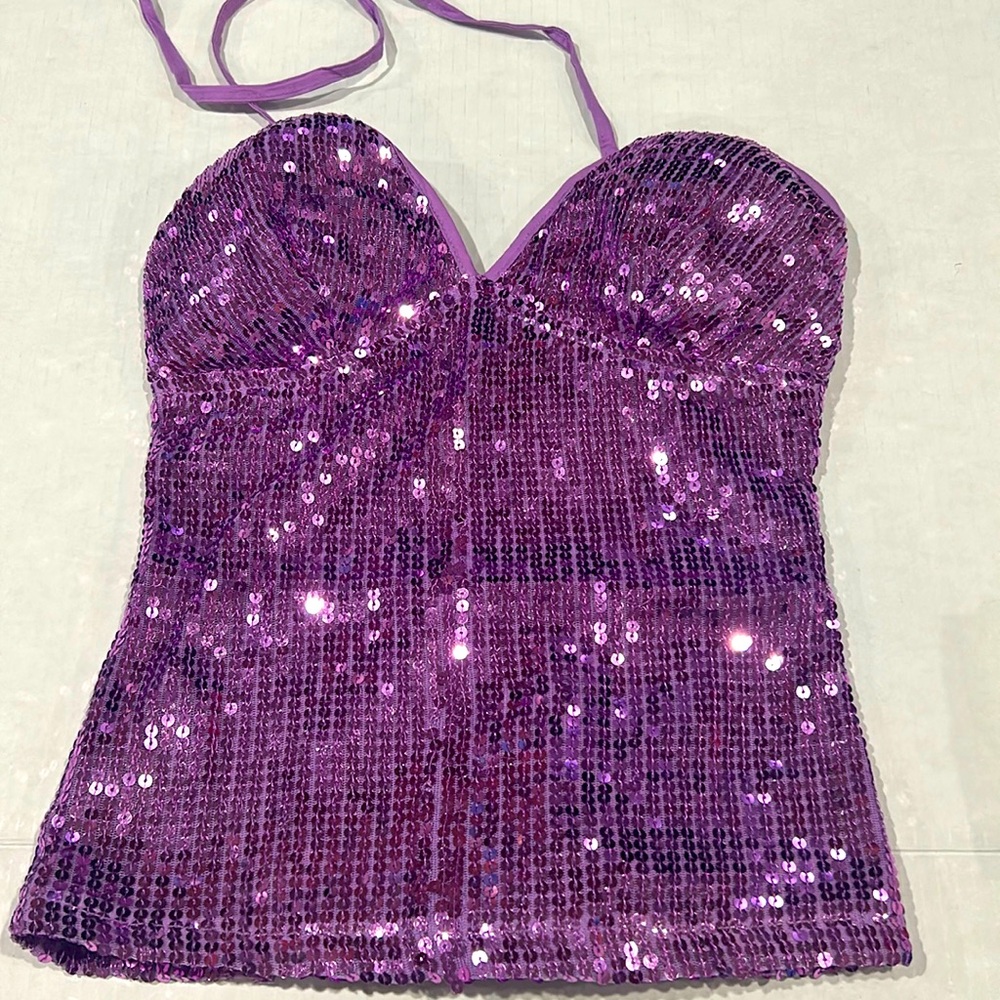Glamorous Purple Sequin Tank Top